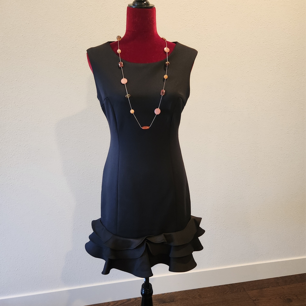 Donna Ricco Black Ruffle Mini Dress